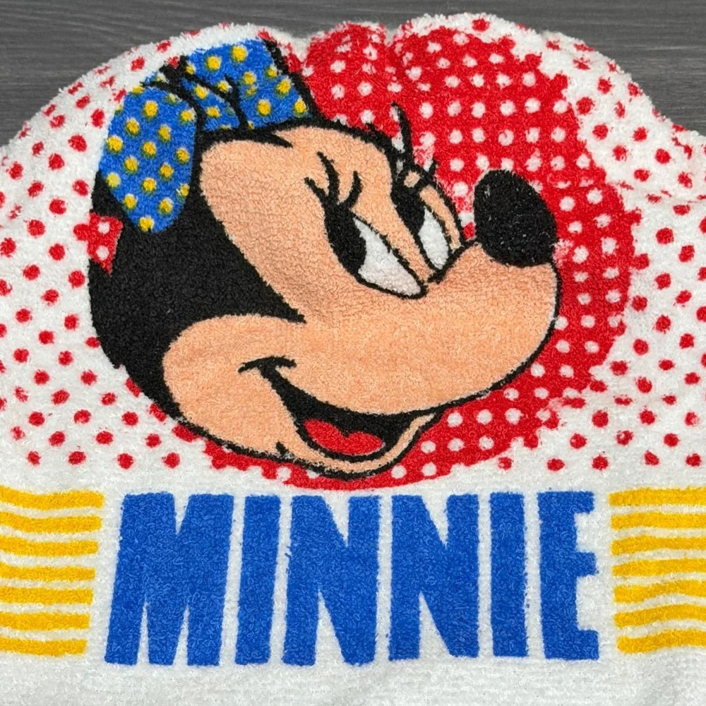 Vintage Minnie Mouse Hanging Kitchen Towels Set 2 Cannon Crochet Top Red White